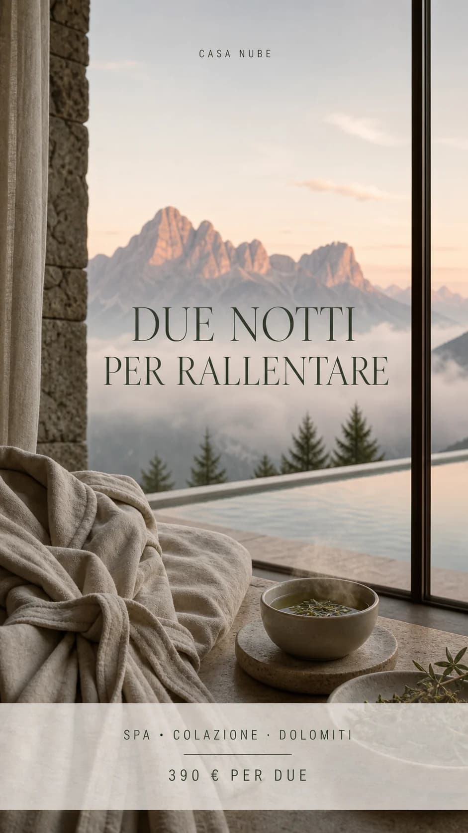 Story editoriale per un soggiorno benessere nelle Dolomiti a Casa Nube